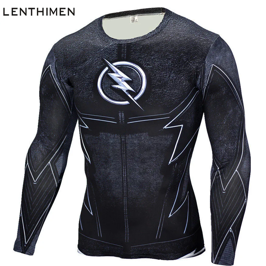 2018 Long Sleeve Sport Shirt Men Superhero 3D Compression T Shirt Quick Dry Men's Running T-shirt Gym Fitness Top Rashgard Male