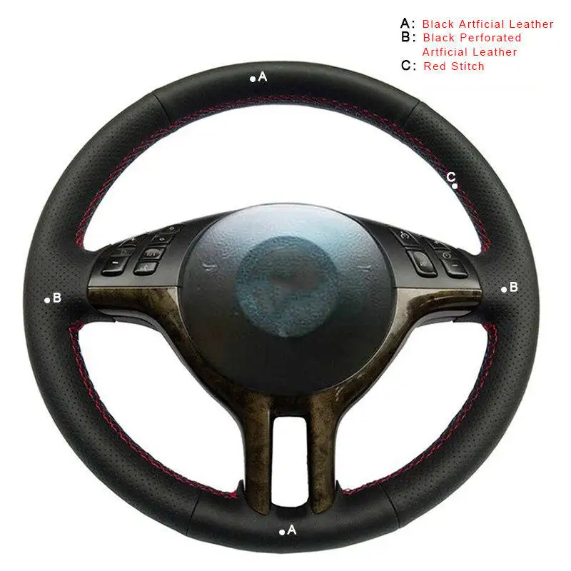 Автомобильная Оплетка на руль для BMW E39 E46 325i E53 X5 аксессуары для салона автомобиля-Стайлинг авто чехлы на руль - Название цвета: Artificial Leather