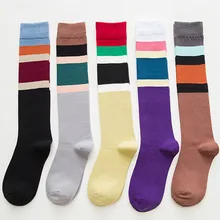 PEONFLY/модные носки до колена в радужную полоску Harajuku с веселым принтом; женские носки высокого качества; забавные Разноцветные Повседневные короткие носки в стиле хип-хоп
