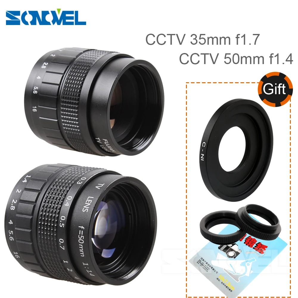 2 in1 Fujian CCTV Lens 35mm f1.7 Lens/ 50mm f1.4 Lens Mount Ring Kit