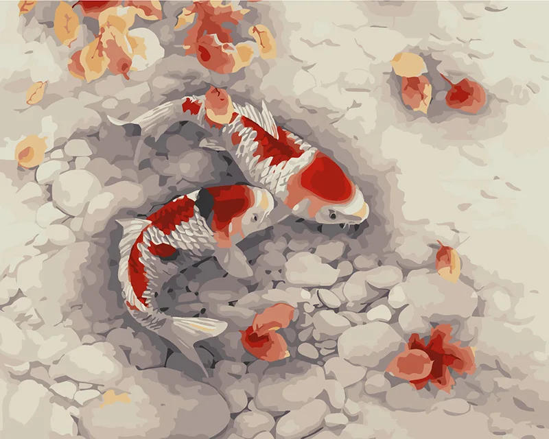 Безрамные Картины DIY живопись по номерам Золотая рыбка Акриловая картина Современная Настенная живопись на холсте уникальный подарок для домашнего творчества