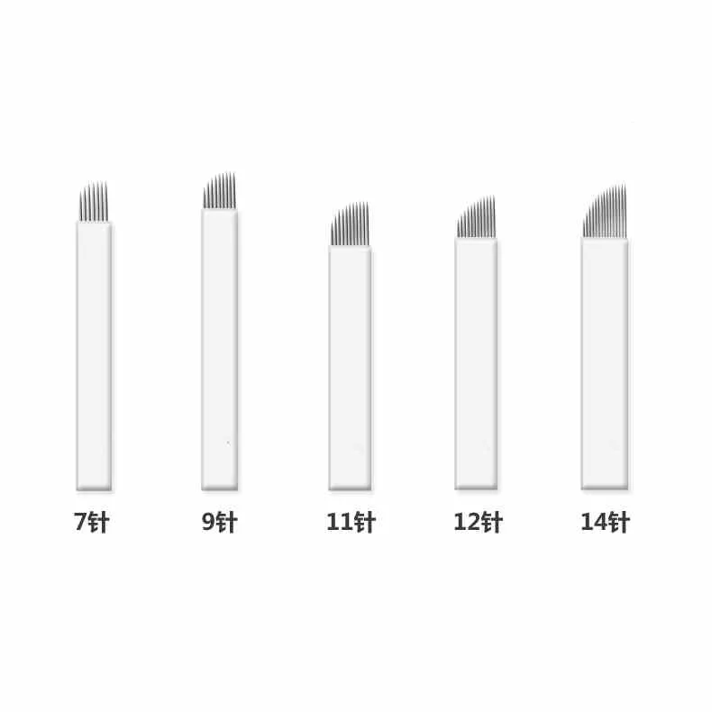 

100Pcs Disposable Permanent Makeup Manual Blade for Tattoo Eyebrow Pen Micro blading Needle 7/9/11/12/14/ Pin