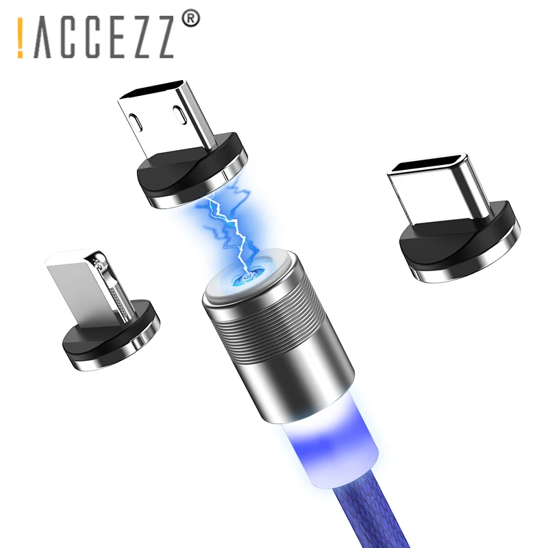! Магнитный кабель ACCEZZ для Apple Micro USB Type-C iphone X XS MAX XR 8 7 Samsung S10 S9 зарядное устройство