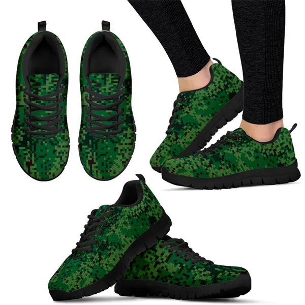 INSTANTARTS зеленый современный цифровой камуфляж шаблон кроссовки для женщин и мужчин летняя спортивная обувь взрослых дышащие спортивные кроссовки - Цвет: HMF753BAQ