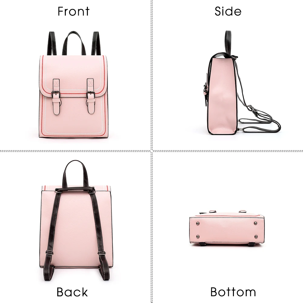 Модный женский розовый рюкзак высокого качества из искусственной кожи, винтажная школьная сумка, большие дорожные сумки, женский рюкзак из бумаги А4