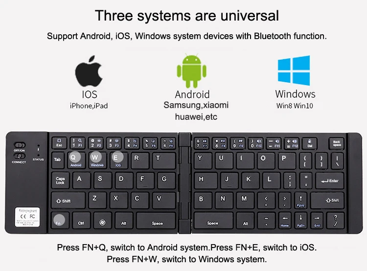 Складная Bluetooth клавиатура портативная Мини Складная Беспроводная клавиатура для iPad Apple iPhone Android планшет смартфон