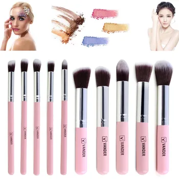 

Professional Cosmetic Makeup Tools Brushes 10pcs Pink Brushes Set Powder Eyeshadow Lip Blush Kit Wood Handle Beauty Quality