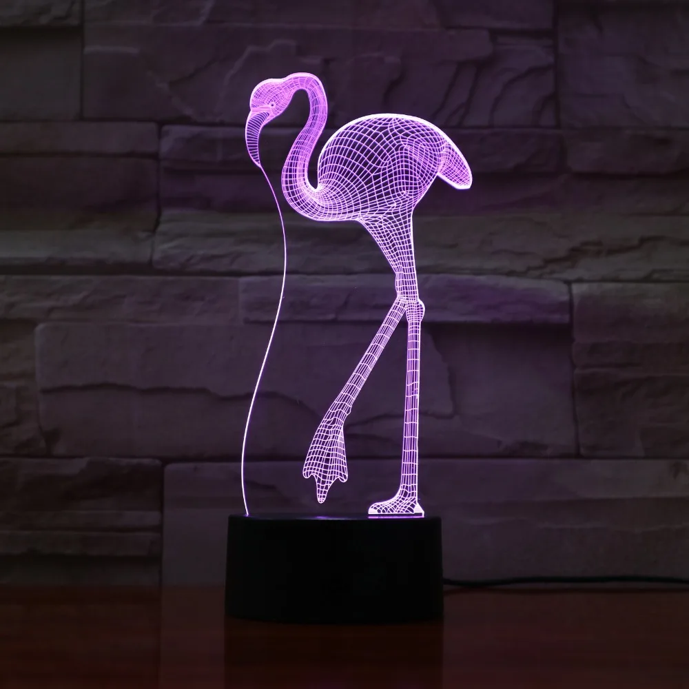 

Flamingo 7 Color Changing 3D Colorful Night Light Stereoscopic Visual Illusion Lamp USB 3AA Battery LED Lamp Decor Light GX-741