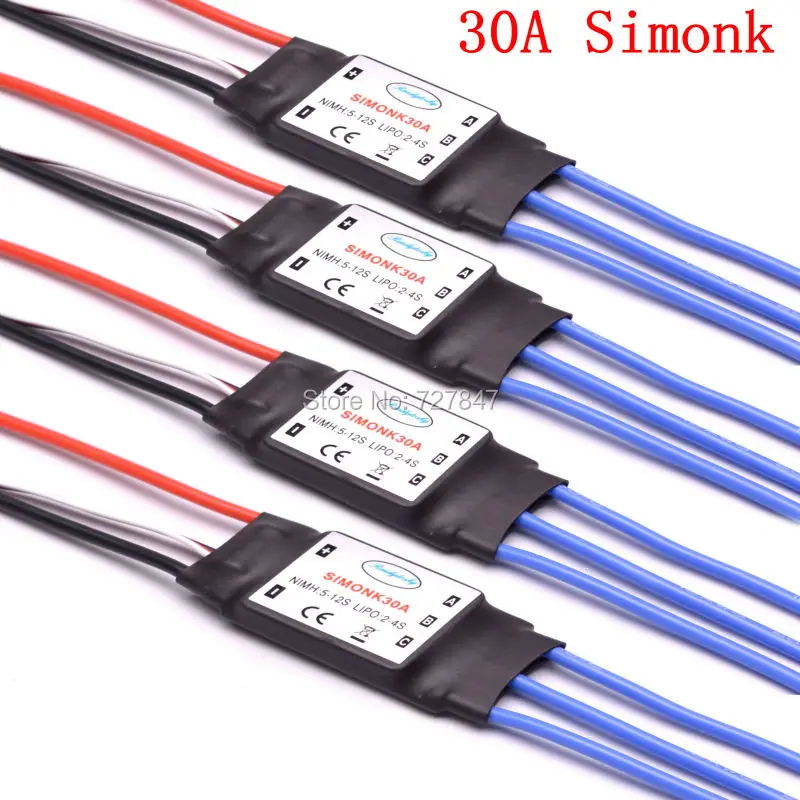

4pcs/lot 30A SimonK Prgramme RC Brushless ESC With BEC 2A For F450 S500 Axis Quadcopter Multicopter Wholesale Promotion