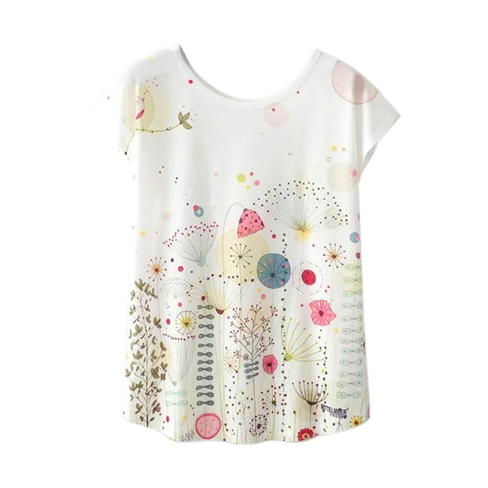 

women clothes 2019 t shirt fashion Summer clothes O-Neck lovely cat flower Print T-shirt Short Sleeve streetwear tshirt