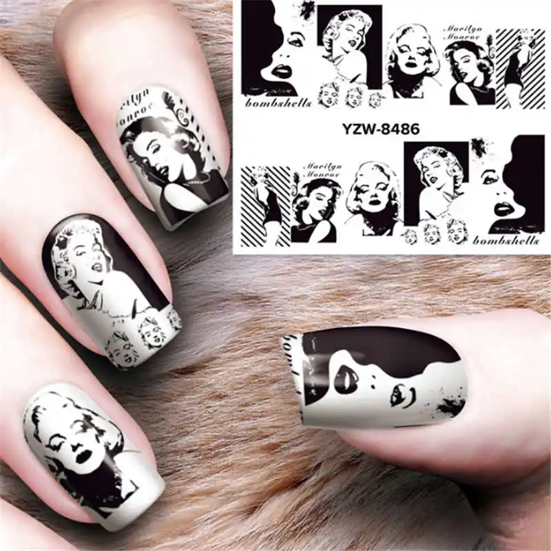 

Marilyn Monroe Water Decal Nail Art Tips For Design Water Stickers For Nails With Inscriptions Manicure Decoracion Nail Wraps