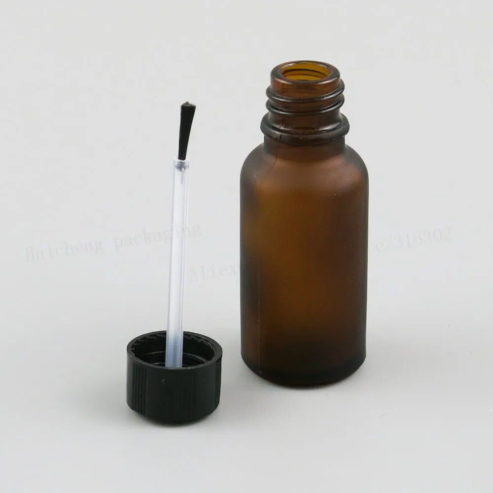 Empty Frost Amber Glass Nail Polish Bottle With Brush Cap 12pcs 5ml 10ml 15ml 20ml 30ml 50ml 100ml for Nail Art