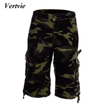 VERTVIE Новые камуфляжные мужские брюки со многими Карманами Шорты повседневные мешковатые брюки "Карго" шорты милитари армейские штаны на молнии Большие размеры