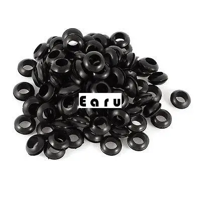 

200 PCS 4mm x 10mm Black Rubber Cable Wiring Grommets Gasket Ring