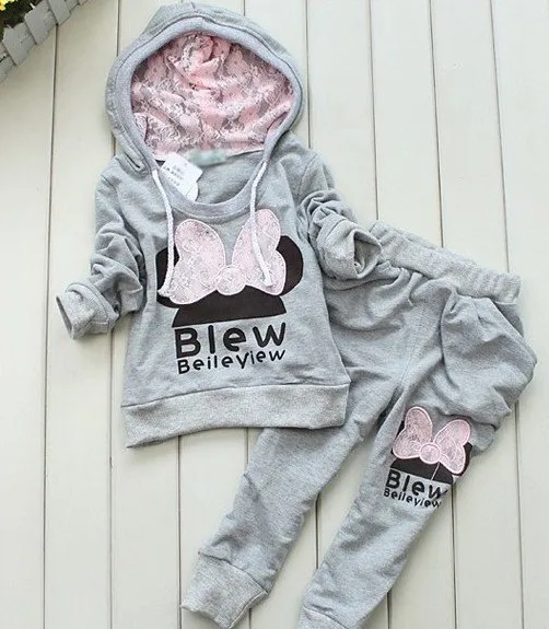 

2016 New Arrived Sport Style Girl Suit:long sleeve hoodie+long pants/children knitted sportswear