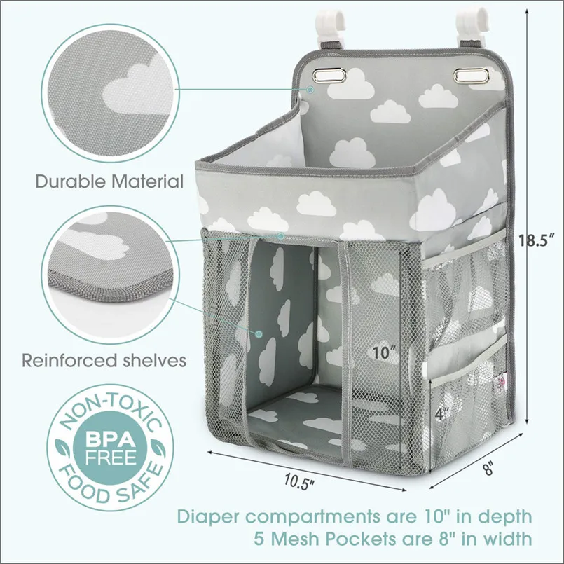 Baby Newborn Hanging Diaper Caddy Organizer Diaper Stacker for Changing Table mochila maternidade torba do wozka #4J04 (10)