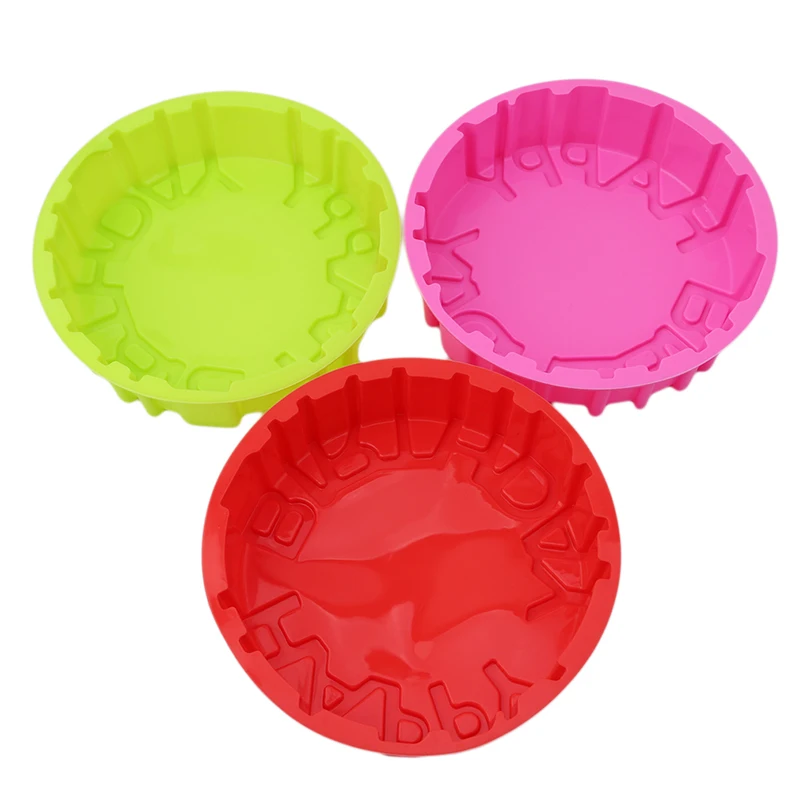 

Round Shape Cake Molds HAPPY BIRTHDAY Letter Mould For Cakes Baking Tools Cake Pan 3D Silicone Cake Mold QB897320