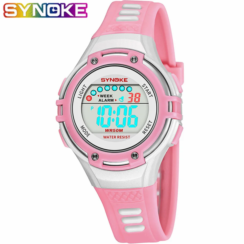 #Best SYNOKE Children #039;s Watches Kids Wrist Watch Back Light Alarm 50m Waterproof Gold Sport LED Display Digital Watch For Girls Boys