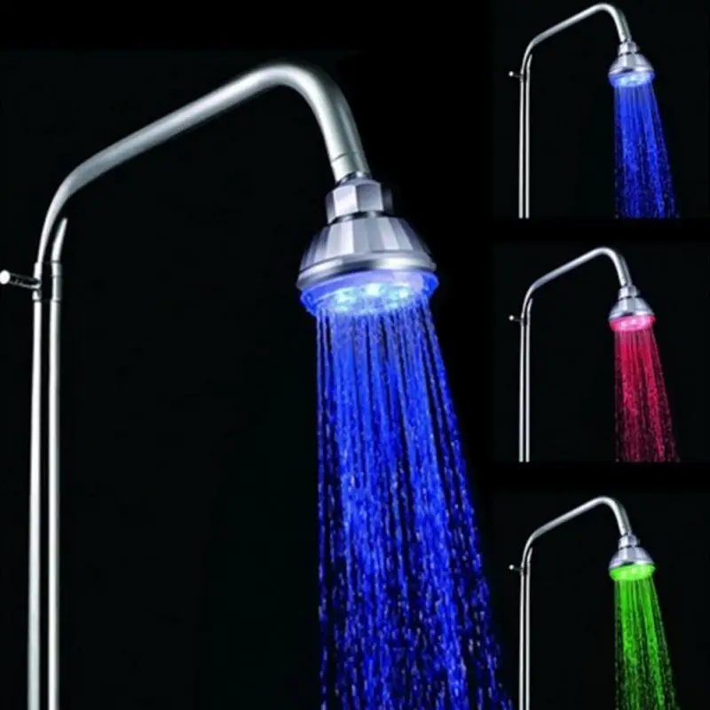 

Fashion LED Temperature Control Hand Shower Head Bath Shampooing Spray Tri-color