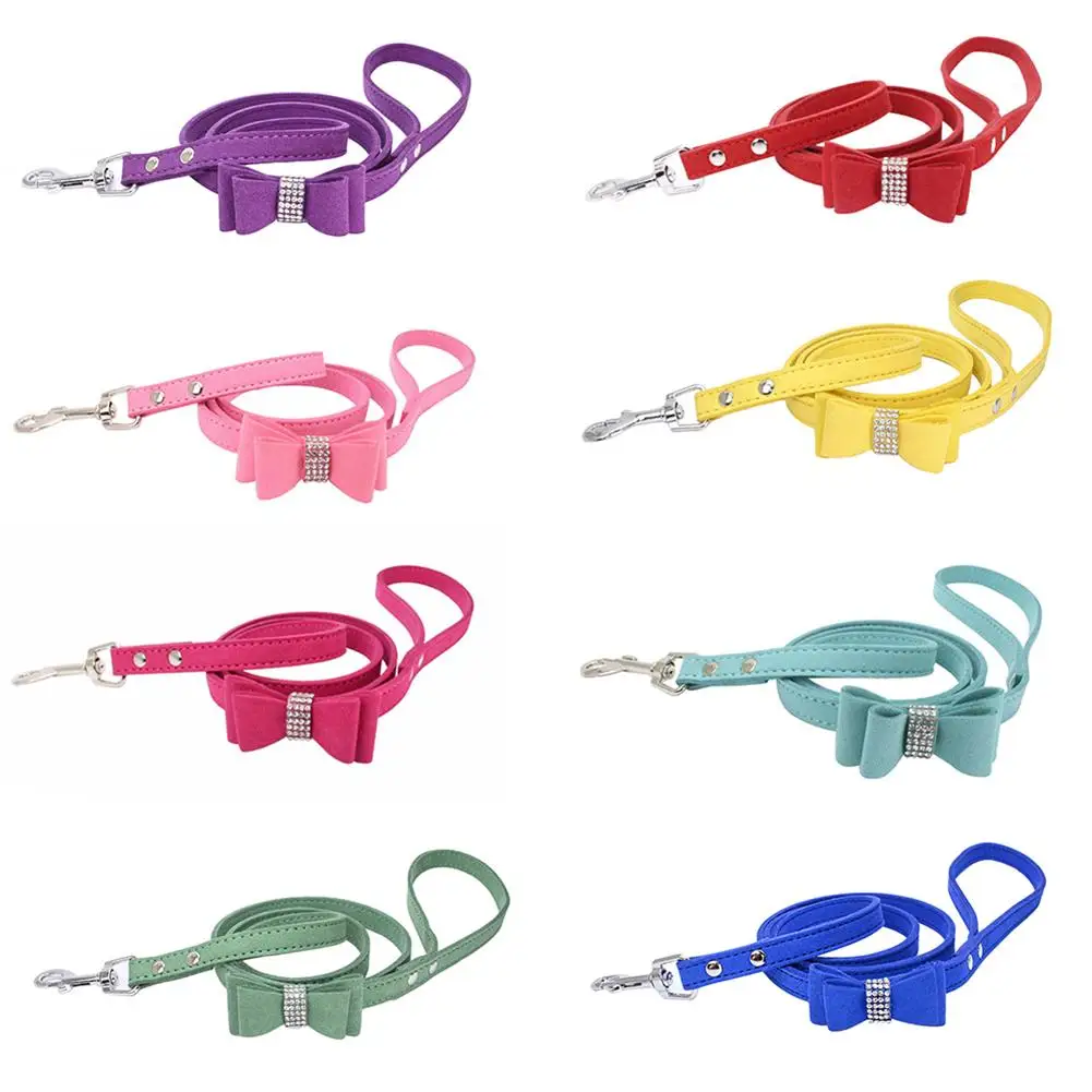 

Bowknot Walking Leash Belt Rhinestone Pet Dog Puppy Buckle Neck Strap Decor