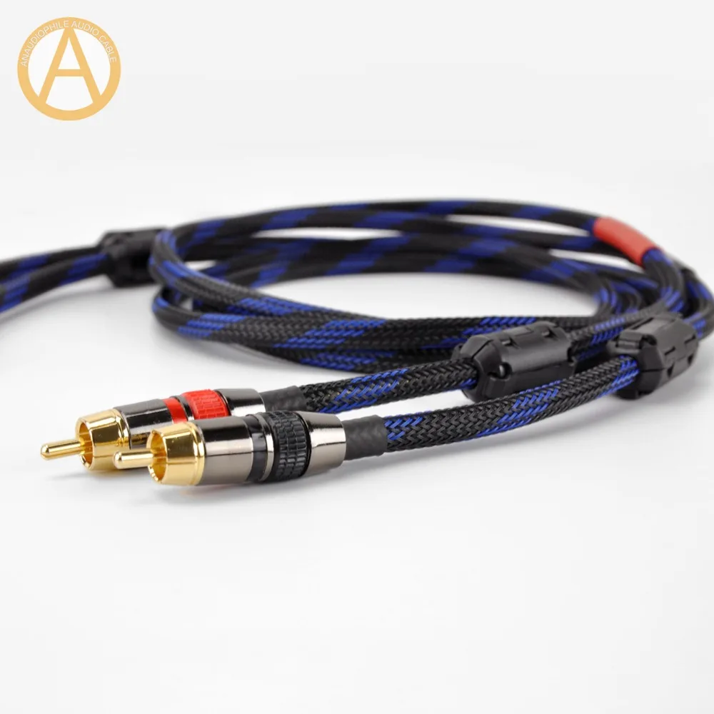 Hifi RCA Cable 4N OFC RCA Interconnect Cable 2RCA To 2RCA Male RCA Audio AV Cable Amplifier Preamplifier DAC Quad Ferrite Beads