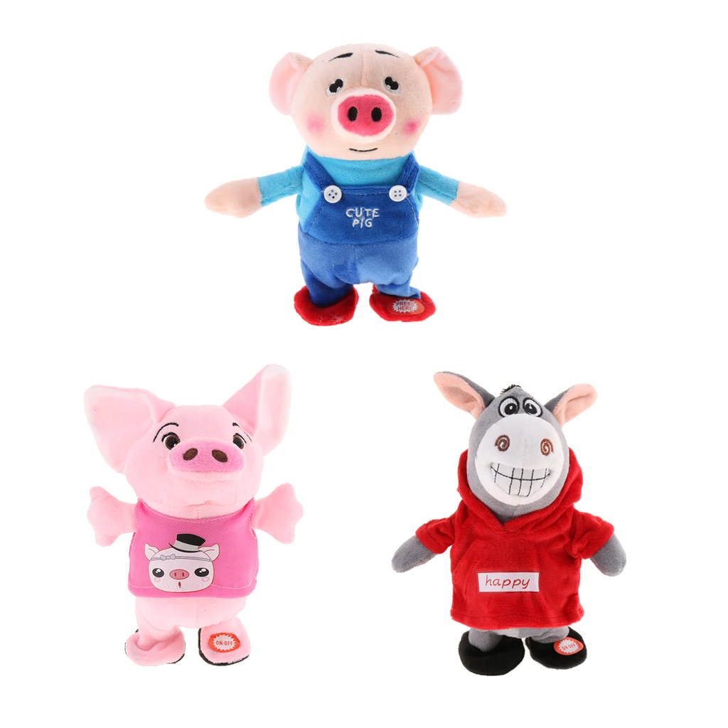 20cm Funny Pig Walking and Talking Plush Toy Sound Recording Doll for Children Gift