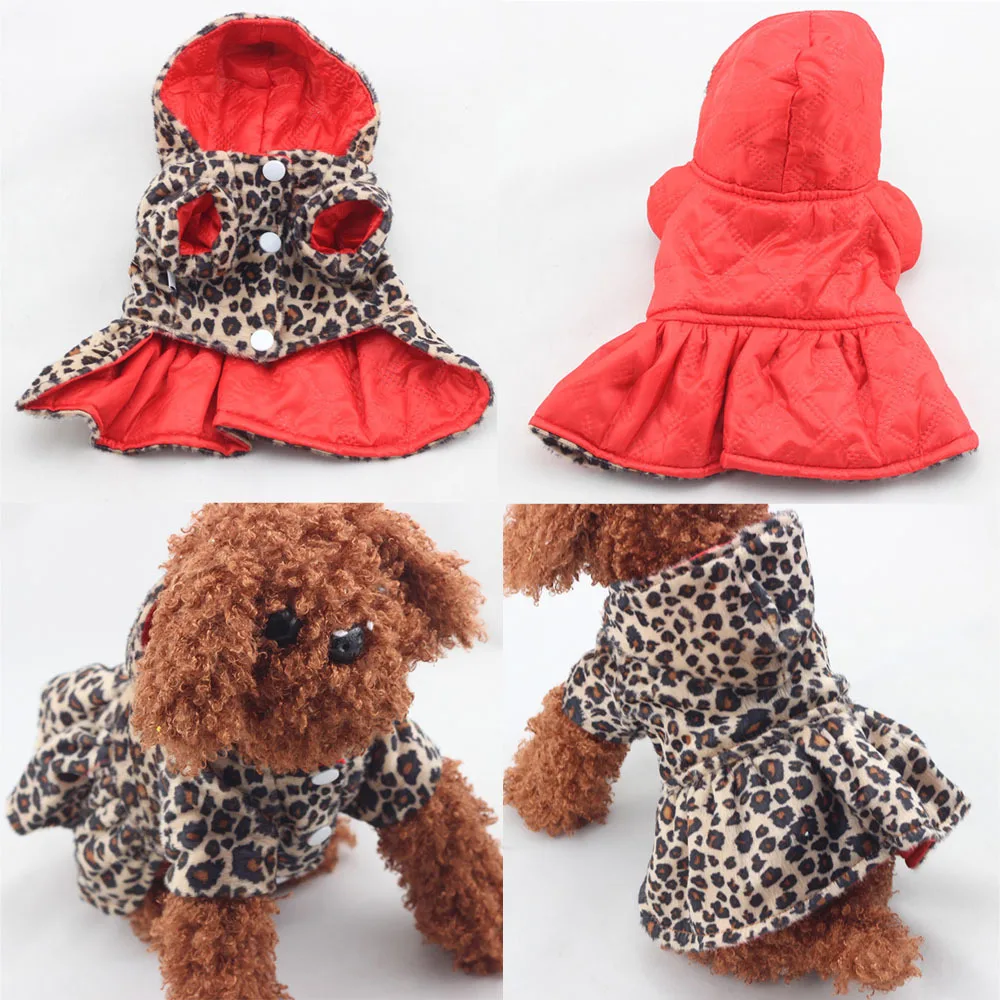 Зимняя одежда для щенков, милые домашние собаки, Леопардовый Костюм, топы, хлопковая толстовка, теплая одежда для собак, пальто и куртки, одежда для чихуахуа