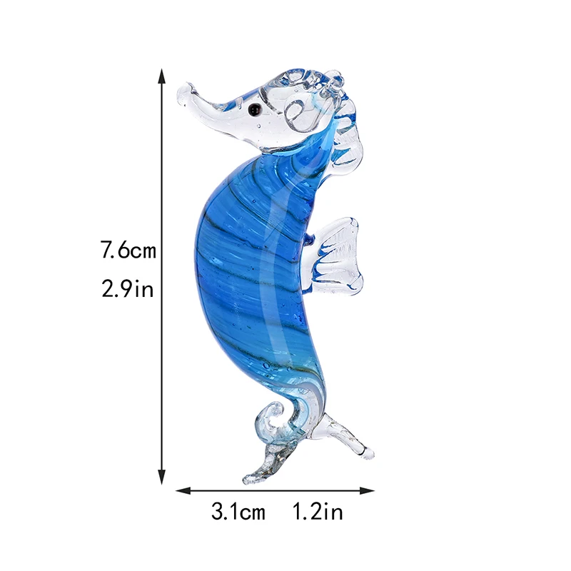 H& D ручной работы мини стекло синий морской конек Скульптура Коллекционная Художественное Стекло Выдувное животное Статуэтка Настольный Декор подарок на день рождения для детей