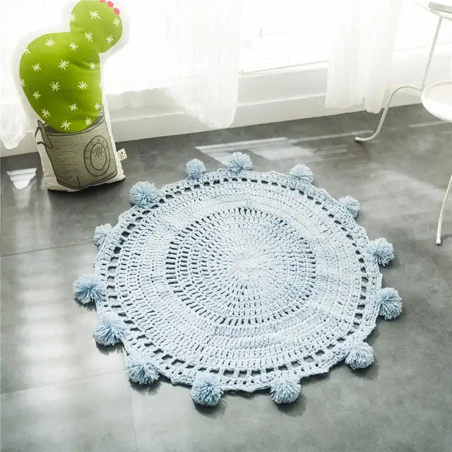 INS Kids Baby Play Game Mats Hand knitting Wool Round Carpet Rugs Mat Crawling Blanket Floor