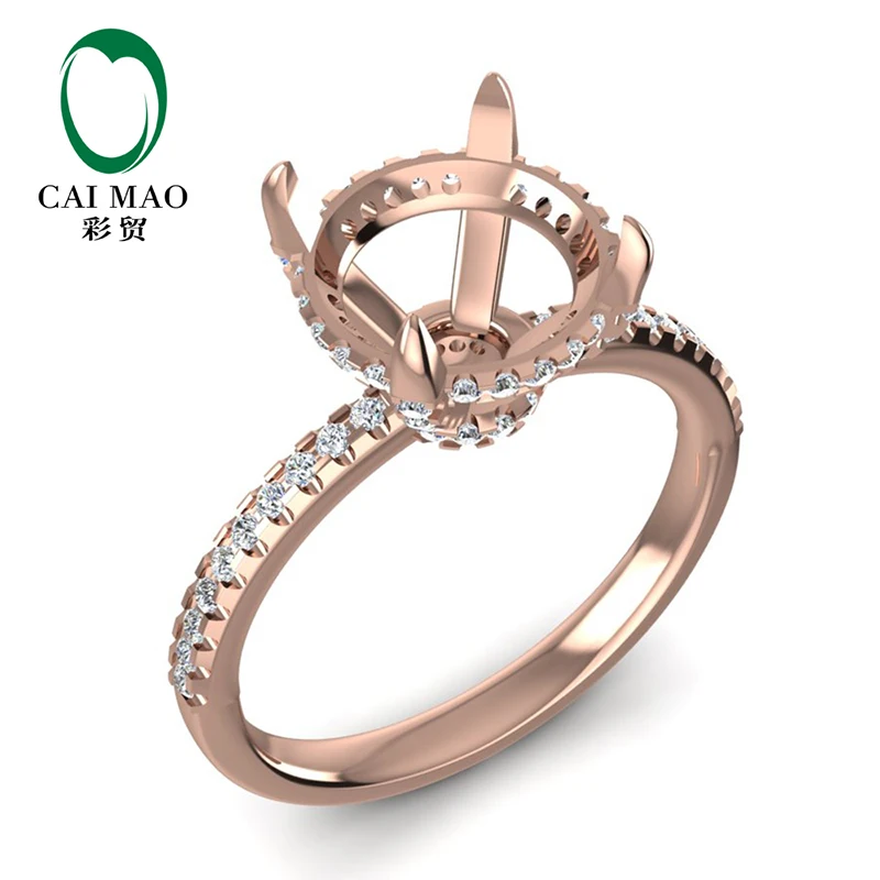 Caimao 9 мм круглый разрез 14 к розовое золото 0.35ct натуральный полный разрез бриллиантовое кольцо с лапой зубцами