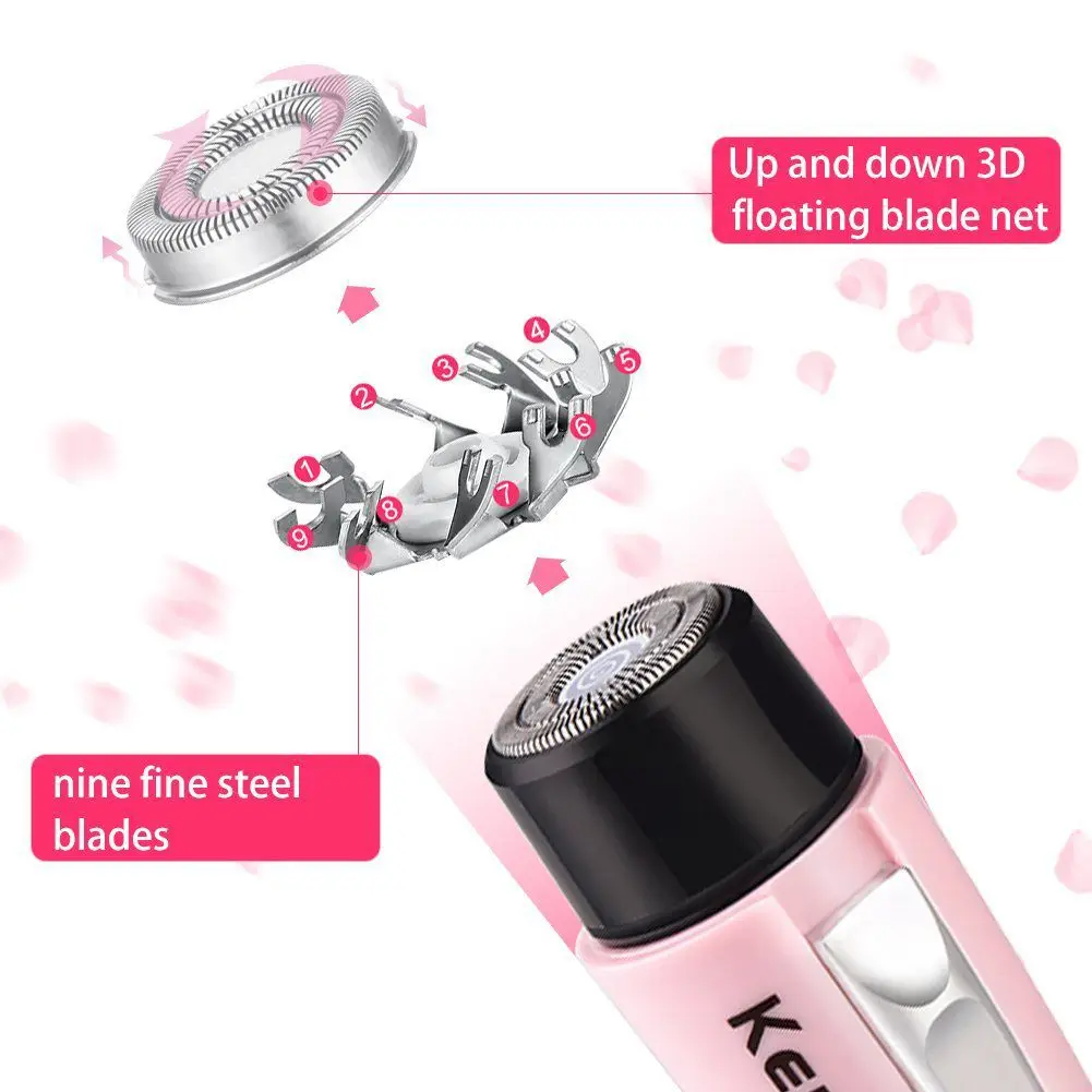 Kemei KM-1012 электрическая Женская бритва с чехлом портативное женское средство для безболезненного удаления волос для волос на лице для подмышек, для ног руки бикини волосы
