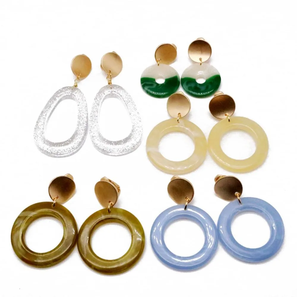 

Free Shipping New Elegant Geometric Resin Pretty Clip Earring
