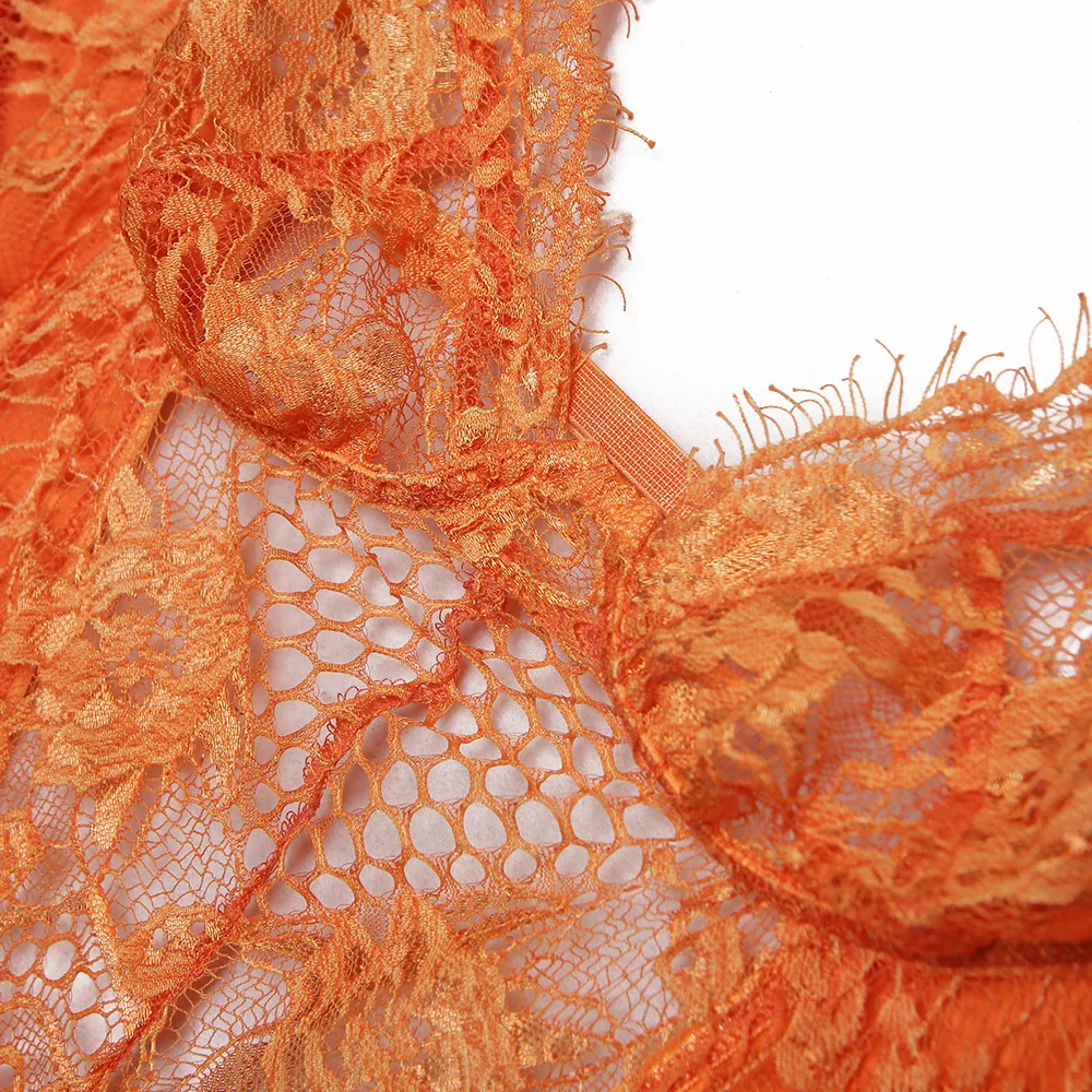 Летний женский сексуальный боди, Осенний модный кружевной комбинезон с открытой спиной и оранжевым ремнем в стиле пэчворк
