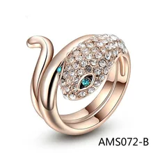 Foreign Trade Expert For Han Feng Jewelry Hand Decorate Major Austria Crystal Rose Gold Blue Snake Eyes Ring