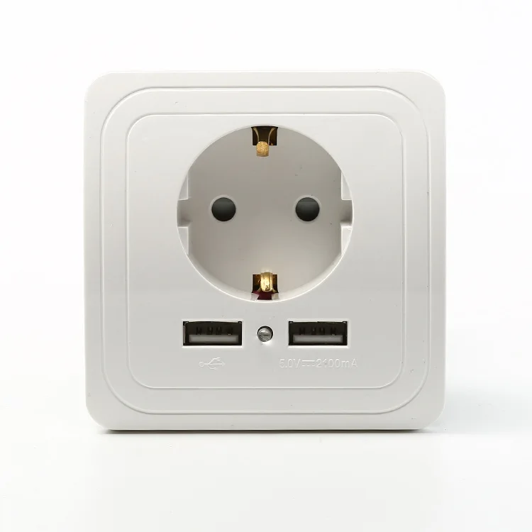 

Smart Home Best Dual USB Port 2000mA Wall Charger Adapter 16A EU Standard Electrical Plug Socket Power Outlet Panel 110~250V