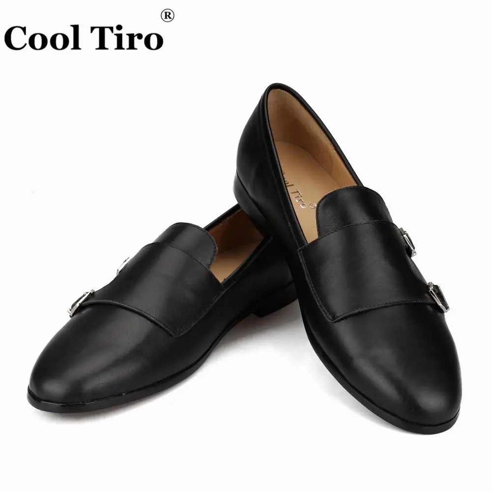 Black Genuine Leather Double-Monk Loafers (4)