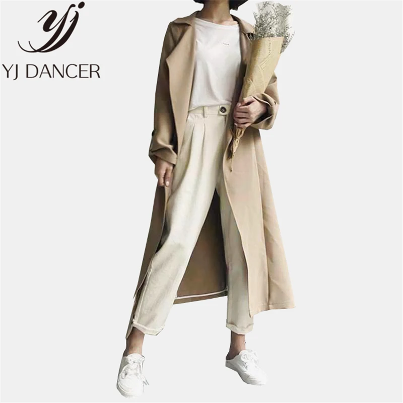 

2018 Autumn Winter New Plus Size Fashion Women Leisure Loose size Solid color belt Irregular Windbreaker Female coat Ljj0063
