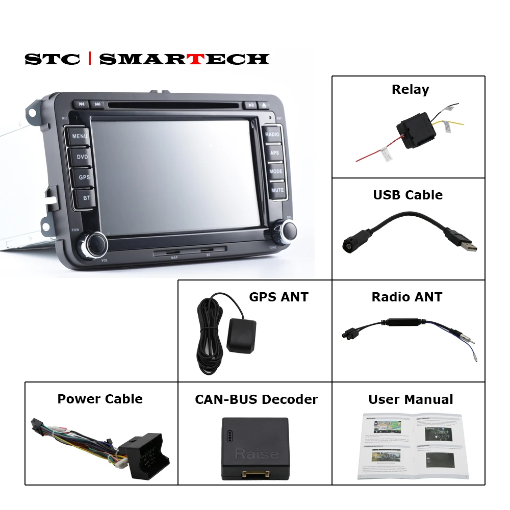 SMARTECH VW 2Din Android 8.1 VW Car Radio GPS IPS Screen For Volkswagen Golf/Polo/Tiguan/Passat/Skoda/SEAT Support TPMS OBD WIFI