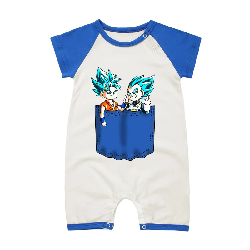 Macacão de Algodão do Bebê Roupas de Dragon Traje dos Desenhos Animados do Bebê Recém nascido Ball Son Goku Vegeta Boy Manga Curta Infantil Criança Macacões 10 cotton rompers