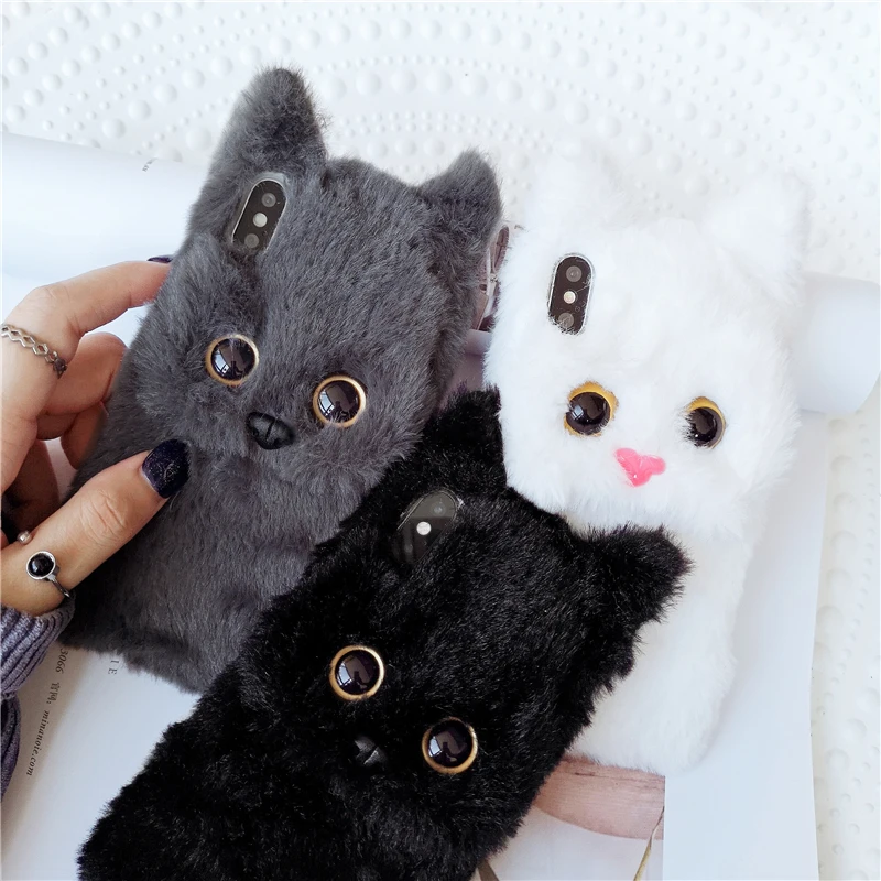 

Ragdoll Felinae Plush Phone Case for Iphone X XS XR 11 Pro MAX 8plus 7plus 6Splus Winter Soft Muppet Cute British Shorthair Cat