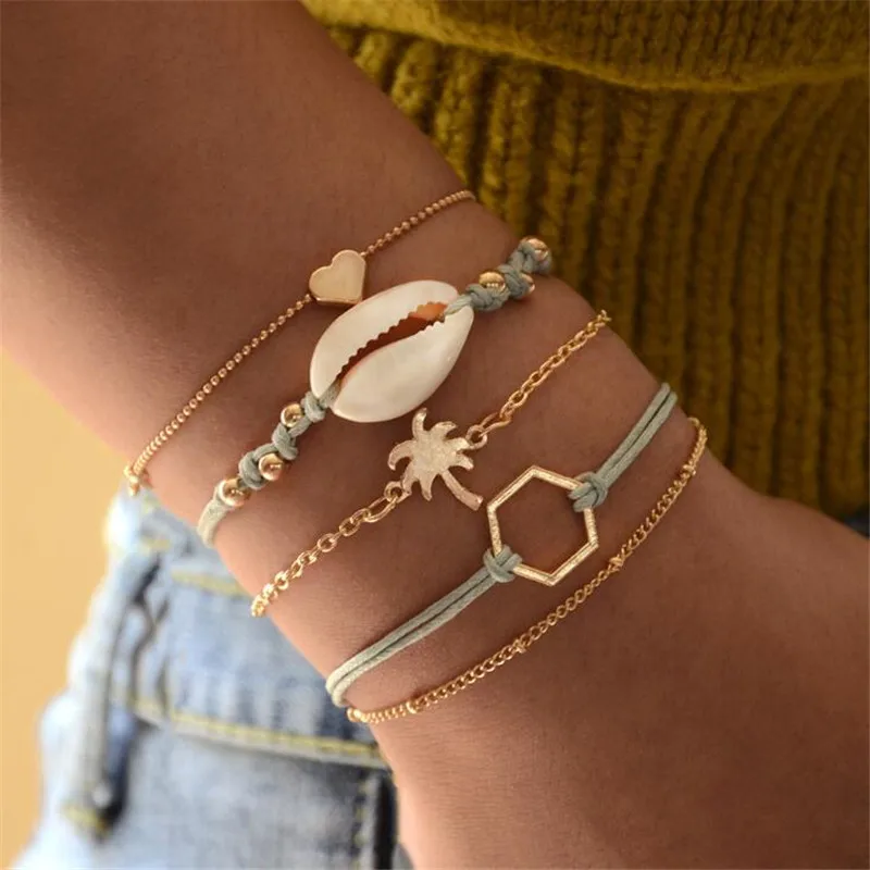 DIEZI 9 стиль Богемия карта Морская звезда сердце браслет наборы цепочек браслеты для женщин эффектный браслет в стиле бохо ювелирные изделия