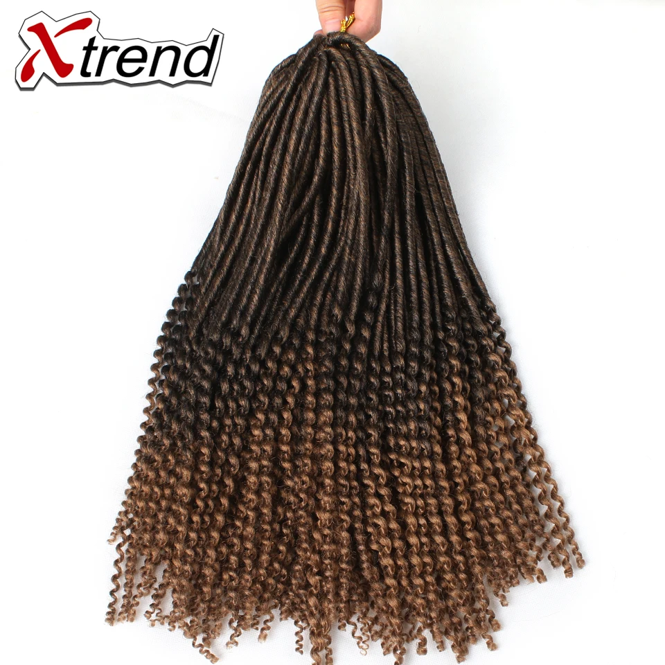 Synthetic Faux Locs Curly Crochet Braid Hair 20inch 24Stands Ombre Braiding Hair