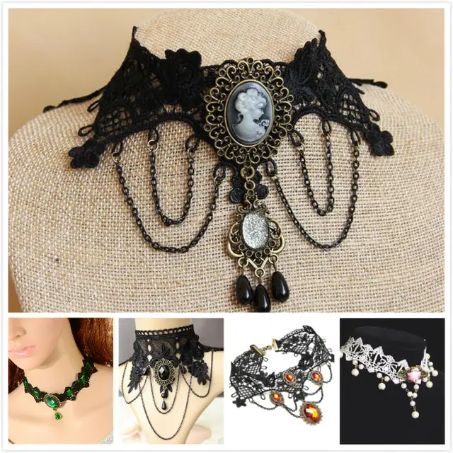 Vintage Victorian Lolita Gothic Lace Necklace Vampire Cosplay