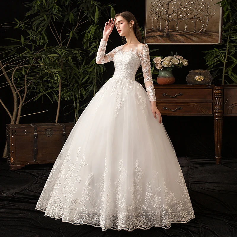 2022 Full Sleeve Lace Wedding Dresses New Luxury Muslim Ball Gown Wedding  Dress Custom Made Vestido De Noiva _ - AliExpress Mobile