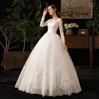 2023 Full Sleeve Lace Wedding Dresses New Luxury Muslim Ball Gown Wedding Dress Custom Made Vestido De Noiva - Image 2