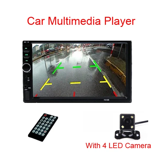 Podofo Авторадио 2 Din автомагнитола " HD сенсорный экран Аудио Стерео Bluetooth видео MP5 мультимедийный плеер камера заднего вида - Цвет: With 4 LED Camera