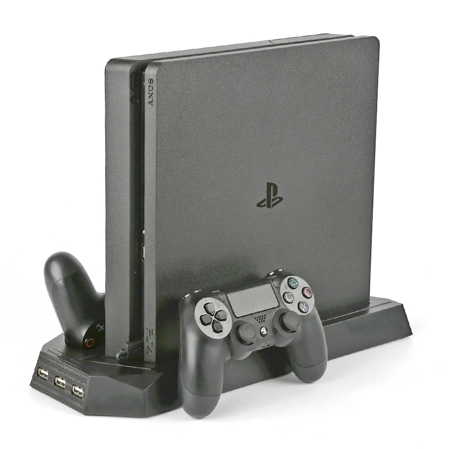 Вертикальная охлаждающая подставка для консоли PS4 Slim с зарядным устройством двух