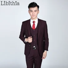 Пиджак+ штаны+ галстук-бабочка), деловые костюмы для мужчин для мужские костюмы Homme тонкий один/две кнопки одежда пиджак-блейзер для мальчика Свадебные Masculino фуксия S314