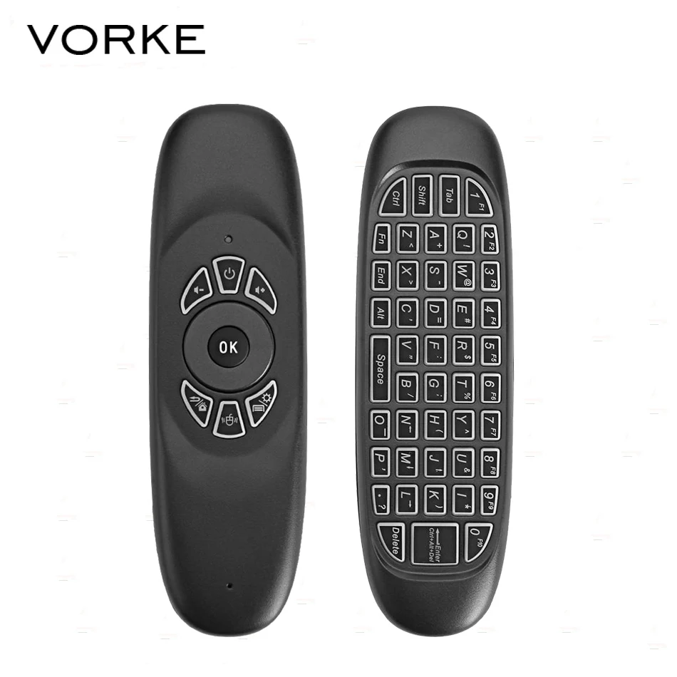 

Vorke C120 Colorful Backlight 6-Axis Gyro 2.4G Mini Air Mouse QWERTY Keyboard for Android/Windows/Mac OS/Linux Systems
