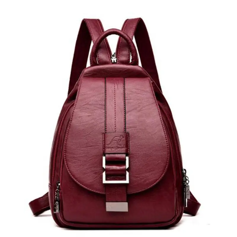 

2019 Women Leather Backpacks Vintage Female Shoulder Bag Travel Ladies Bagpack Mochilas School Bags For Girls Preppy L9-80